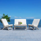 SAFAVIEH Outdoor Aryana 4-Piece Conversation Patio Set with Accent Pillow - 46W x 34D x 32H