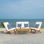 SAFAVIEH Outdoor Aryana 4-Piece Conversation Patio Set with Accent Pillow - 46W x 34D x 32H