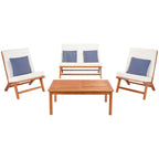 SAFAVIEH Outdoor Aryana 4-Piece Conversation Patio Set with Accent Pillow - 46W x 34D x 32H