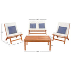 SAFAVIEH Outdoor Aryana 4-Piece Conversation Patio Set with Accent Pillow - 46W x 34D x 32H