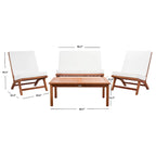 SAFAVIEH Outdoor Aryana 4-Piece Conversation Patio Set with Accent Pillow - 46W x 34D x 32H