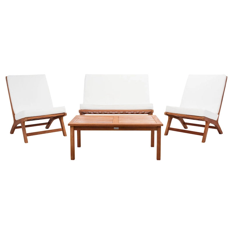 SAFAVIEH Outdoor Aryana 4-Piece Conversation Patio Set with Accent Pillow - 46W x 34D x 32H
