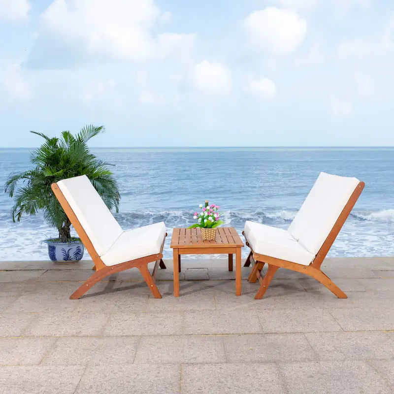 SAFAVIEH Outdoor Aryana 4-Piece Conversation Patio Set with Accent Pillow - 46W x 34D x 32H