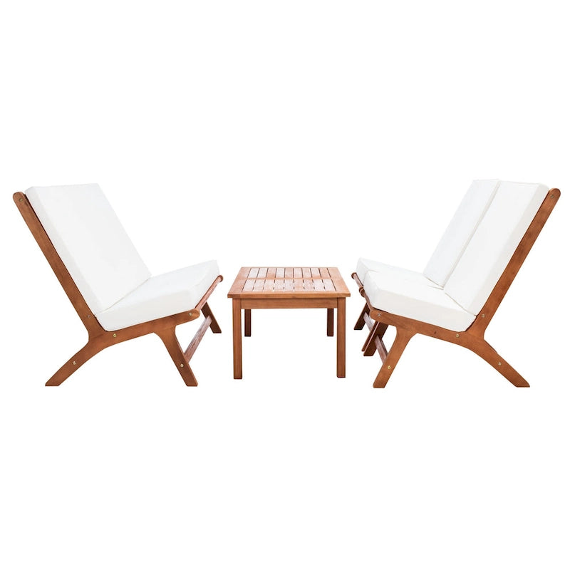 SAFAVIEH Outdoor Aryana 4-Piece Conversation Patio Set with Accent Pillow - 46W x 34D x 32H