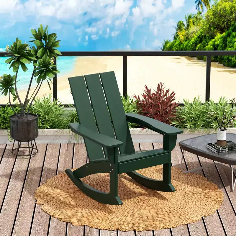 WestinTrends 5-Piece Modern Adirondack Outdoor Rocking Chair with Side Table Set