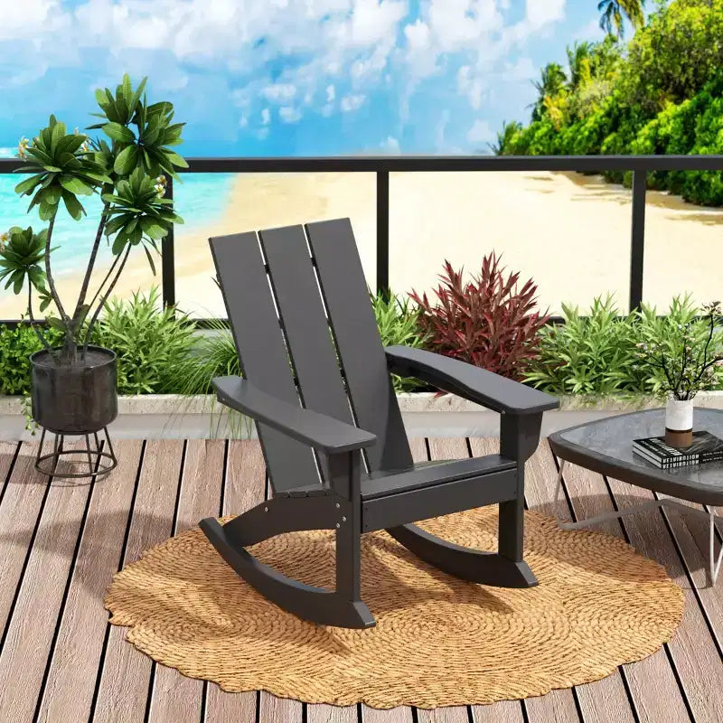 WestinTrends 5-Piece Modern Adirondack Outdoor Rocking Chair with Side Table Set