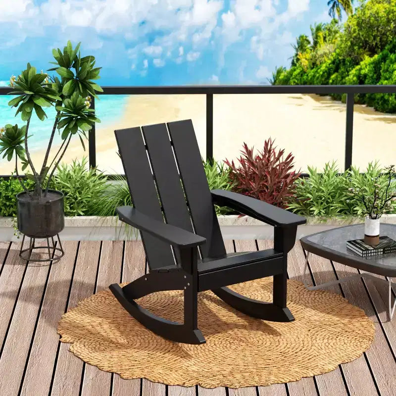WestinTrends 5-Piece Modern Adirondack Outdoor Rocking Chair with Side Table Set