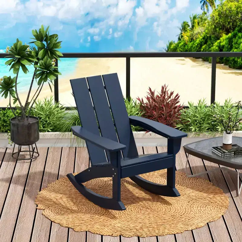 WestinTrends 5-Piece Modern Adirondack Outdoor Rocking Chair with Side Table Set