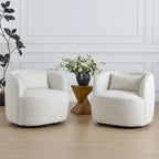 KINWELL 34 Wide Boucle Fabric Upholstered Swivel Armchair (Set of 2)