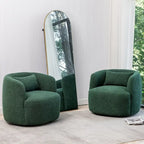 KINWELL 34 Wide Boucle Fabric Upholstered Swivel Armchair (Set of 2)