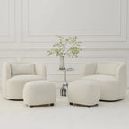 KINWELL 34 Wide Boucle Fabric Upholstered Swivel Armchair (Set of 2)