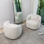 KINWELL 34 Wide Boucle Fabric Upholstered Swivel Armchair (Set of 2)