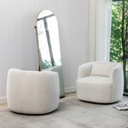 KINWELL 34 Wide Boucle Fabric Upholstered Swivel Armchair (Set of 2)