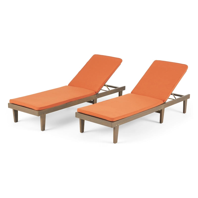 Nadine Chaise longue da esterni moderne imbottite in acacia (set da 2) di Christopher Knight Home