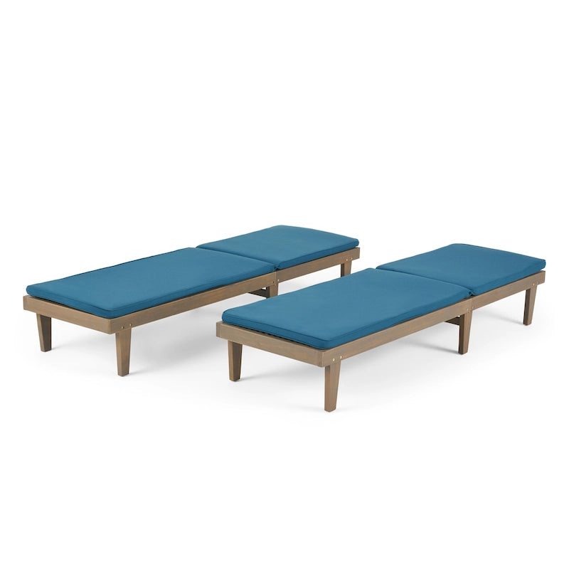 Nadine Chaise longue da esterni moderne imbottite in acacia (set da 2) di Christopher Knight Home