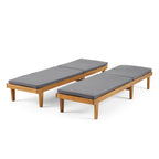 Nadine Outdoor Modern Cushioned Acacia Chaise Lounges (Set of 2) by Christopher Knight Home
