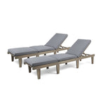 Ariana Outdoor Cushioned Acacia Chaise Lounges (Set of 2) by Christopher Knight Home