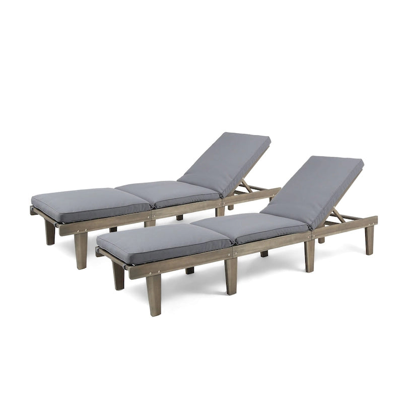 Ariana Outdoor Cushioned Acacia Chaise Lounges (Set of 2) by Christopher Knight Home