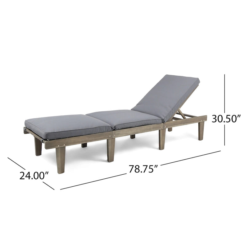 Ariana Outdoor Cushioned Acacia Chaise Lounges (Set of 2) by Christopher Knight Home