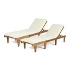 Ariana Outdoor Cushioned Acacia Chaise Lounges (Set of 2) by Christopher Knight Home