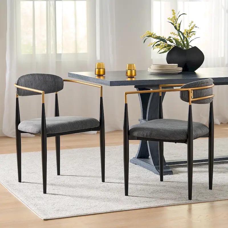 Modern Industrial Elmore Upholstered Dining Chairs (Set of 2) with Iron Frame by Christopher Knight Home