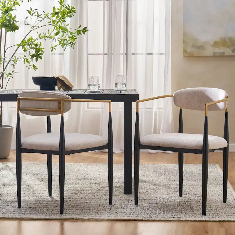 Modern Industrial Elmore Upholstered Dining Chairs (Set of 2) with Iron Frame by Christopher Knight Home