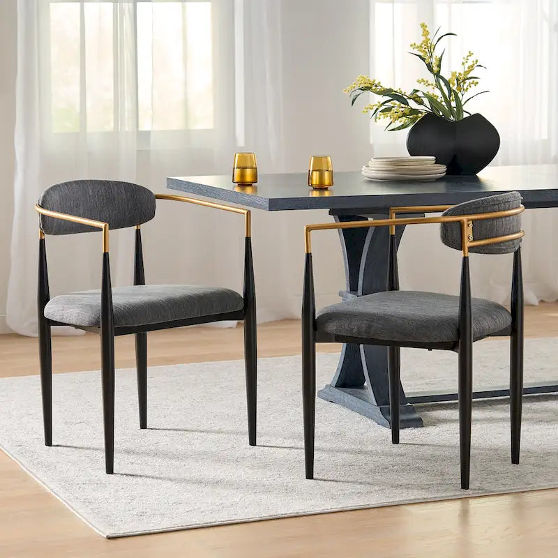Modern Industrial Elmore Upholstered Dining Chairs (Set of 2) with Iron Frame by Christopher Knight Home