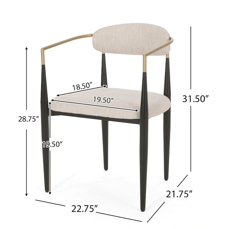Modern Industrial Elmore Upholstered Dining Chairs (Set of 2) with Iron Frame by Christopher Knight Home