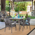 San Blas Outdoor 5 Piece Wood and Wicker Dining Set by Christopher Knight Home