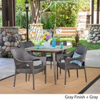 San Blas Outdoor 5 Piece Wood and Wicker Dining Set by Christopher Knight Home