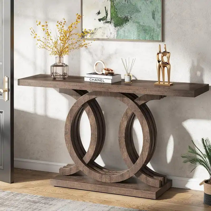 55 inches Console Table with Geometric Base