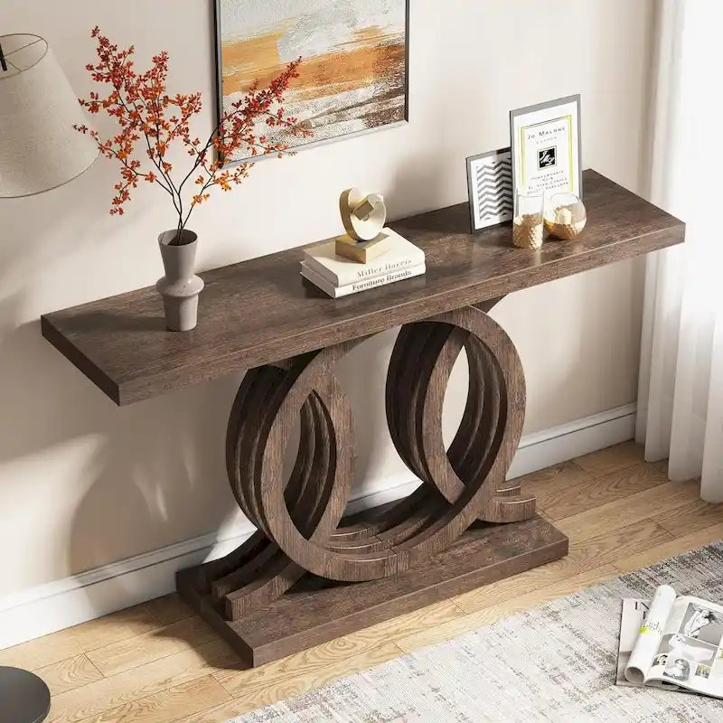 55 inches Console Table with Geometric Base