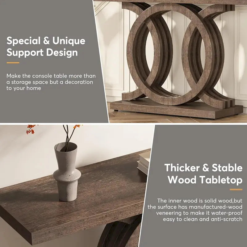 55 inches Console Table with Geometric Base