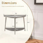 COSIEST Champagne Round Solid Wood Tempered Glass Coffee Table