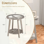 COSIEST Champagne Round Solid Wood Tempered Glass Coffee Table