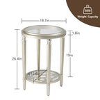 COSIEST Champagne Round Solid Wood Tempered Glass Coffee Table
