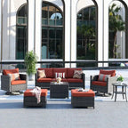OVIOS 7-piece Patio Furniture Wicker Set with Swivel Rocking Chairs