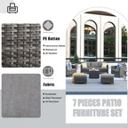 OVIOS 7-piece Patio Furniture Wicker Set with Swivel Rocking Chairs