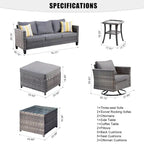OVIOS 7-piece Patio Furniture Wicker Set with Swivel Rocking Chairs