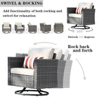 OVIOS 7-piece Patio Furniture Wicker Set with Swivel Rocking Chairs