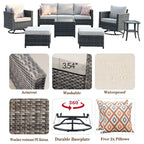 OVIOS 7-piece Patio Furniture Wicker Set with Swivel Rocking Chairs