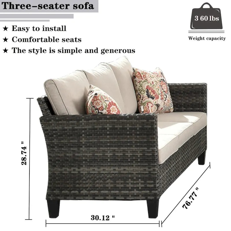 OVIOS 7-piece Patio Furniture Wicker Set with Swivel Rocking Chairs