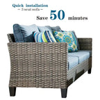 OVIOS 7-piece Patio Furniture Wicker Set with Swivel Rocking Chairs