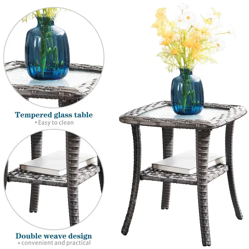 OVIOS 7-piece Patio Furniture Wicker Set with Swivel Rocking Chairs