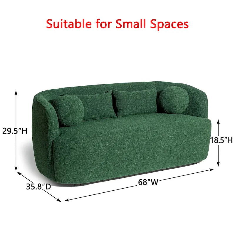 KINWELL Boucle Upholstered 2-Seats Loveseat with Pillows