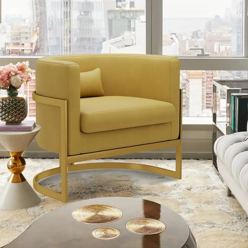 Accent Chair, Velvet Barrel Chair Modern Arm Chair for Living Room