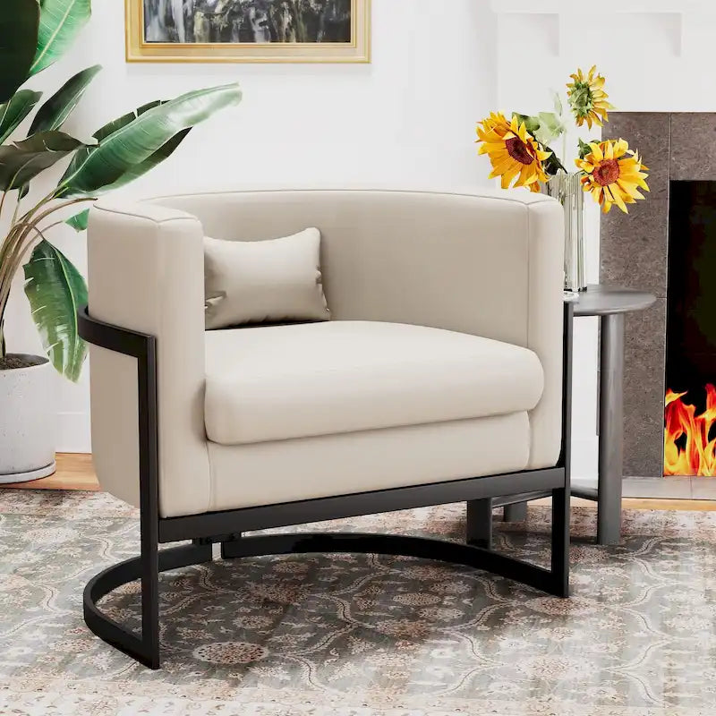 Accent Chair, Velvet Barrel Chair Modern Arm Chair for Living Room
