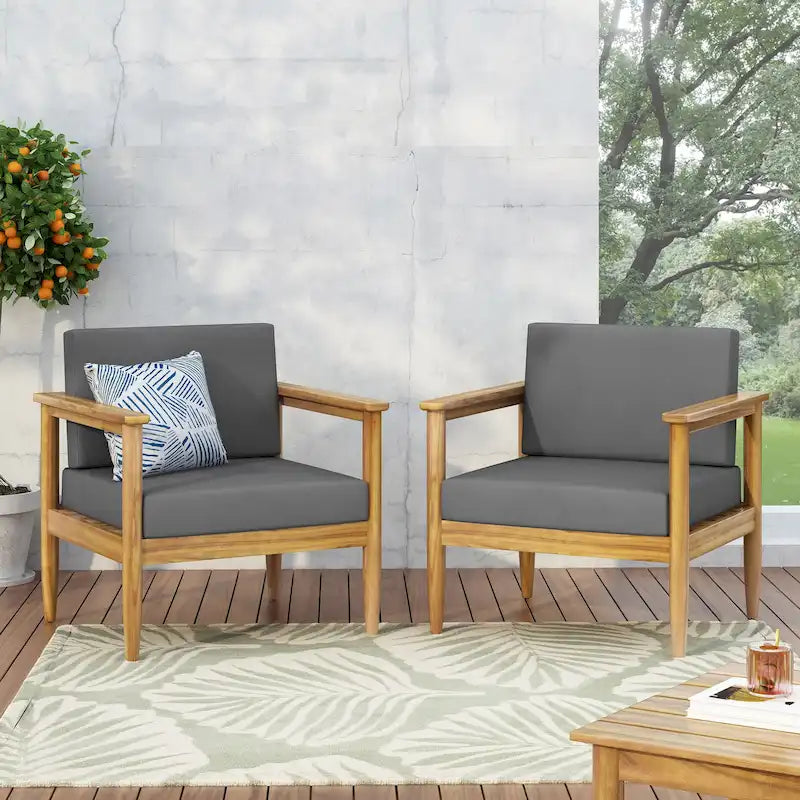 Magnolia Outdoor Acacia Wood Club Chair (Set of 2) by Christopher Knight Home