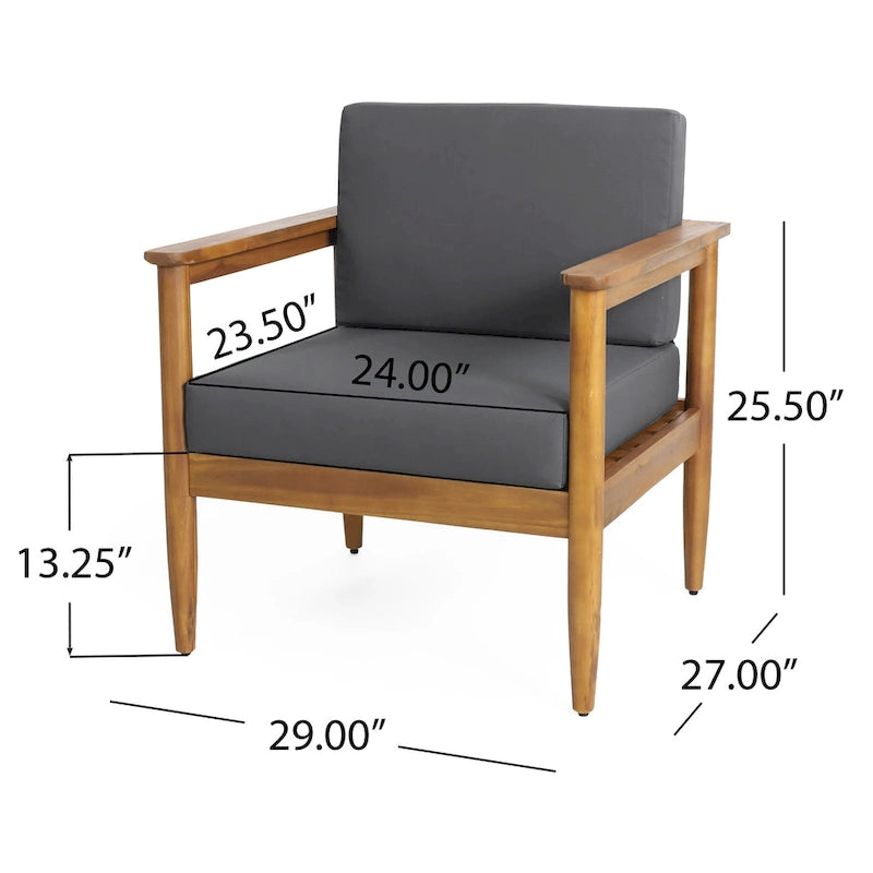 Magnolia Outdoor Acacia Wood Club Chair (Set of 2) by Christopher Knight Home