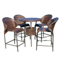 Multibrown Wicker Outdoor Bistro Bar Set with Ice Pail by Christopher Knight Home - N/A
